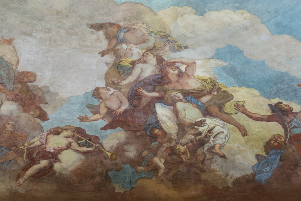 Maleri av paret av kuppelen til Invalides (1670), Paris (fotografi) av . .