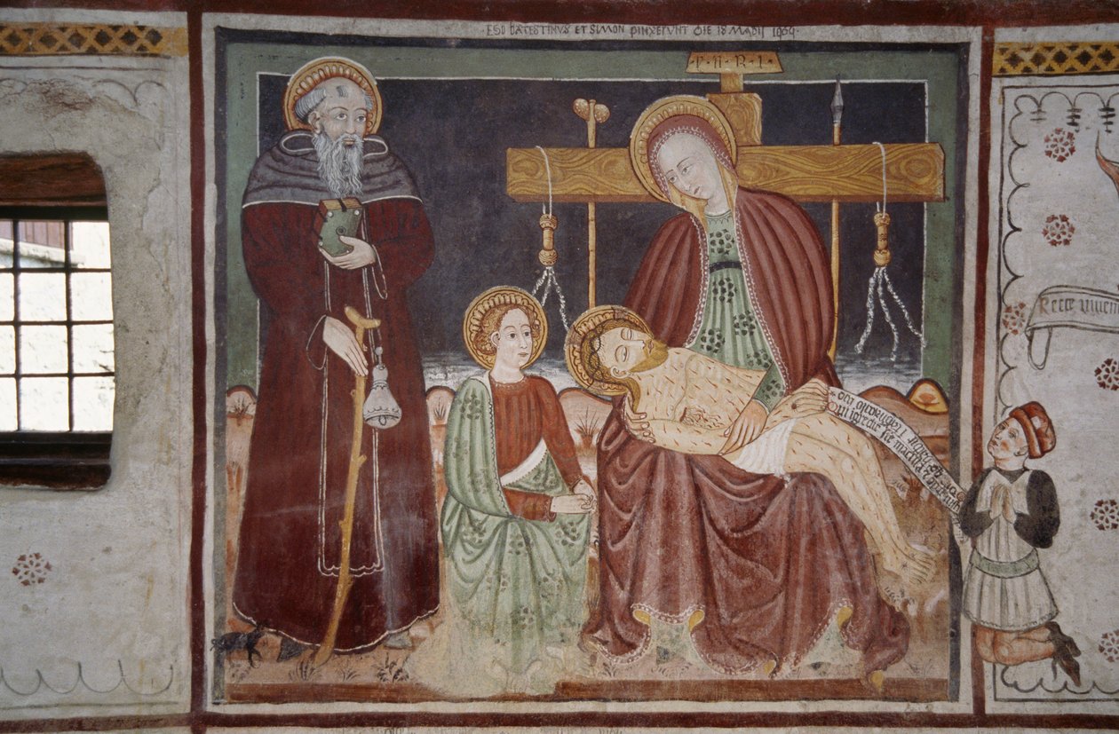 Pieta med St Bernard og klient, fresco (1400-tallet), Wild Man