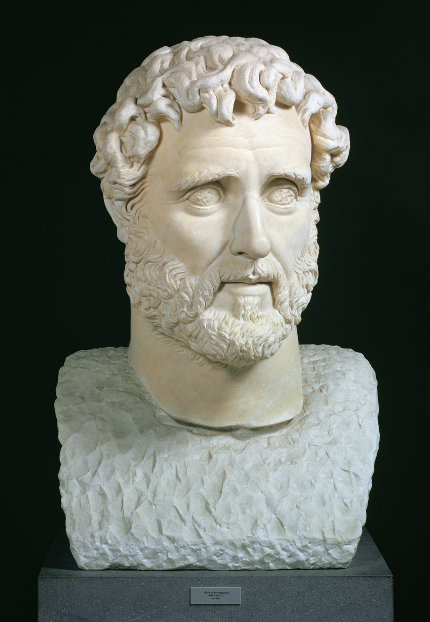Portrettbyste av keiser Antoninus Pius (86-161) fra badene i Caracalla, Roma, ca. 140 (marmor) av Hippolyte Lalaise Devéria