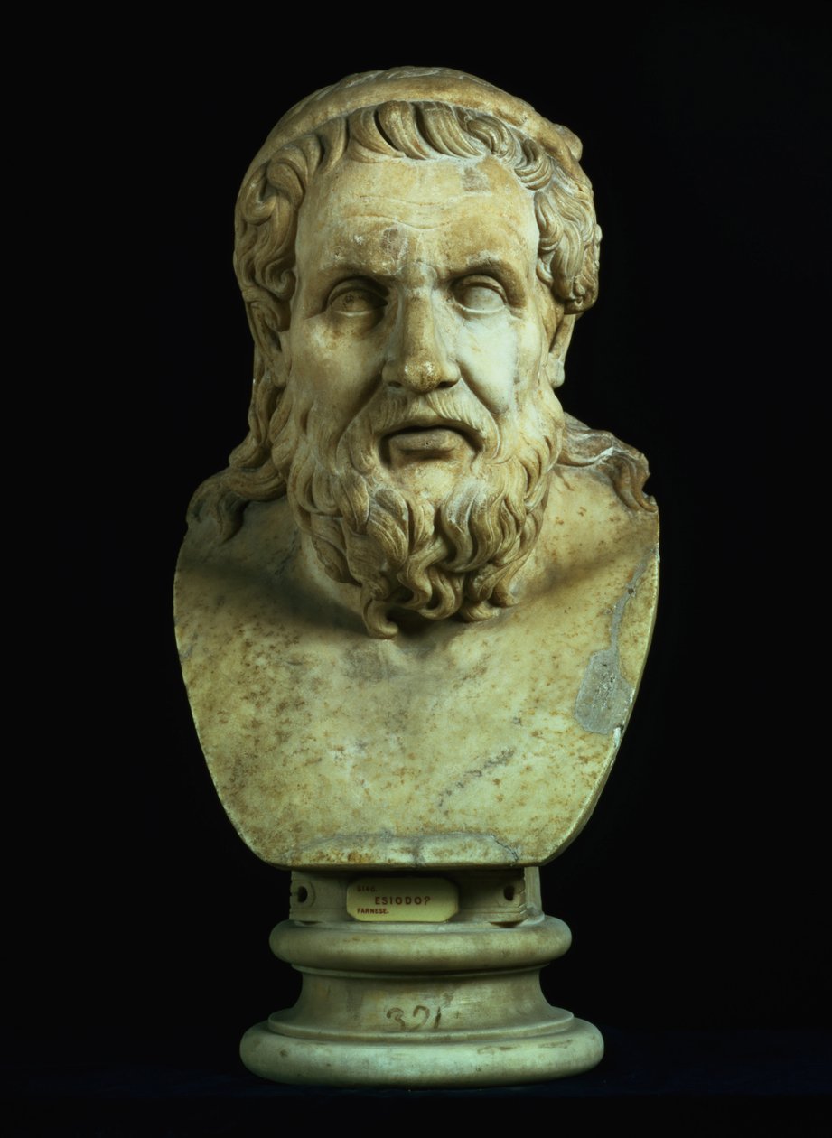 Portrettbyste muligens av enten Hesiod (8. århundre f.Kr.) eller Homer (8. århundre f.Kr.), kopi av gresk original fra 500-tallet f.Kr. (marmor) av Hippolyte Lalaise Devéria
