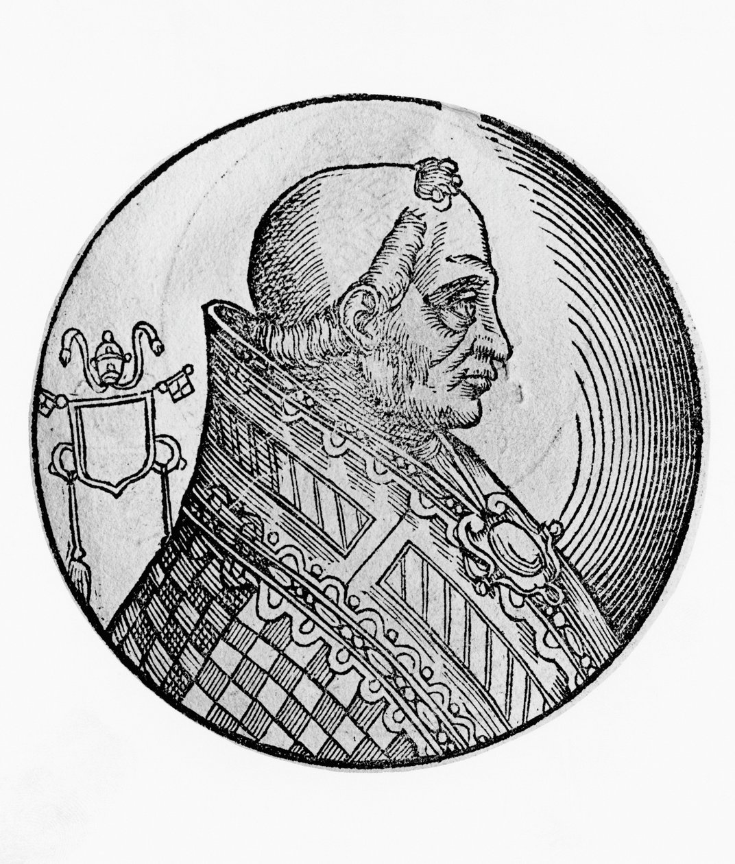 Portrett av Boniface II (død 532), 55. pave av den katolske kirke fra 530, gravering av William Walcutt