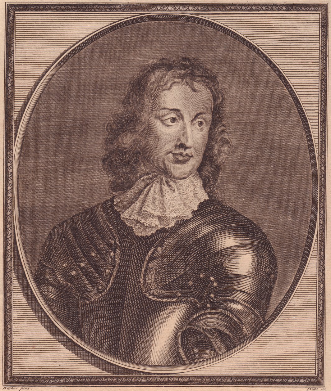 Portrett av den britiske generalen og politikeren John Lambert (1619-1684), kobberstikk av John Goldar (1729-1795) fra maleri av Robert Walker av William Walcutt