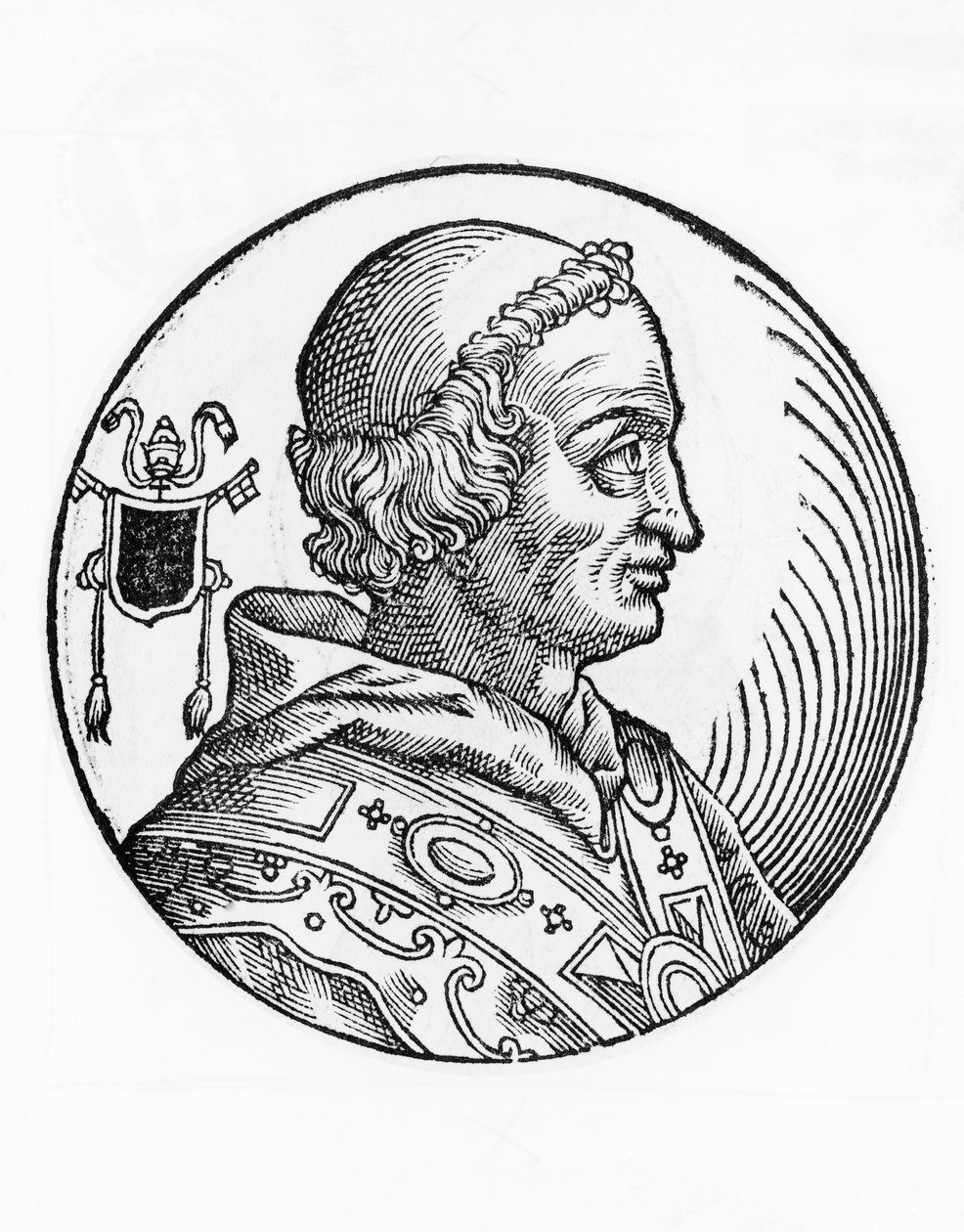 Portrett av Johannes V (635-686), 82. pave av den katolske kirke fra 685, gravering av William Walcutt