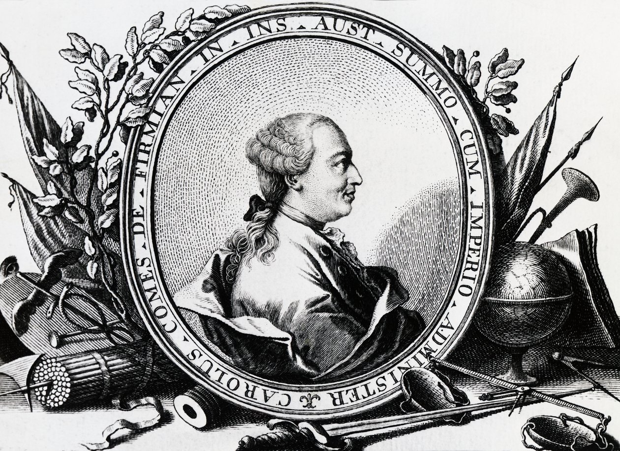 Portrett av Karl Joseph von Firmian (1716-1782), østerriksk politiker, gravering av William Walcutt