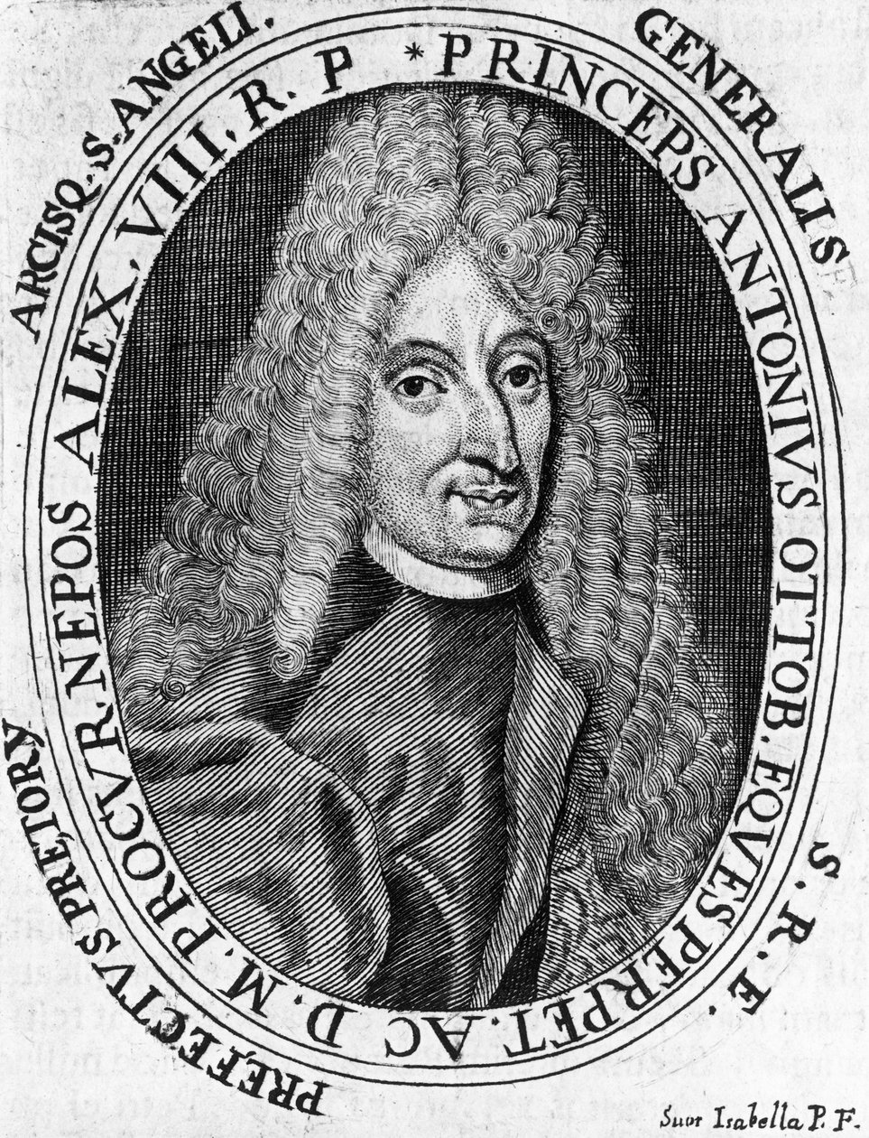 Portrett av prins Antonio Ottoboni (1646-1710), general for den pavelige hær, gravering av William Walcutt