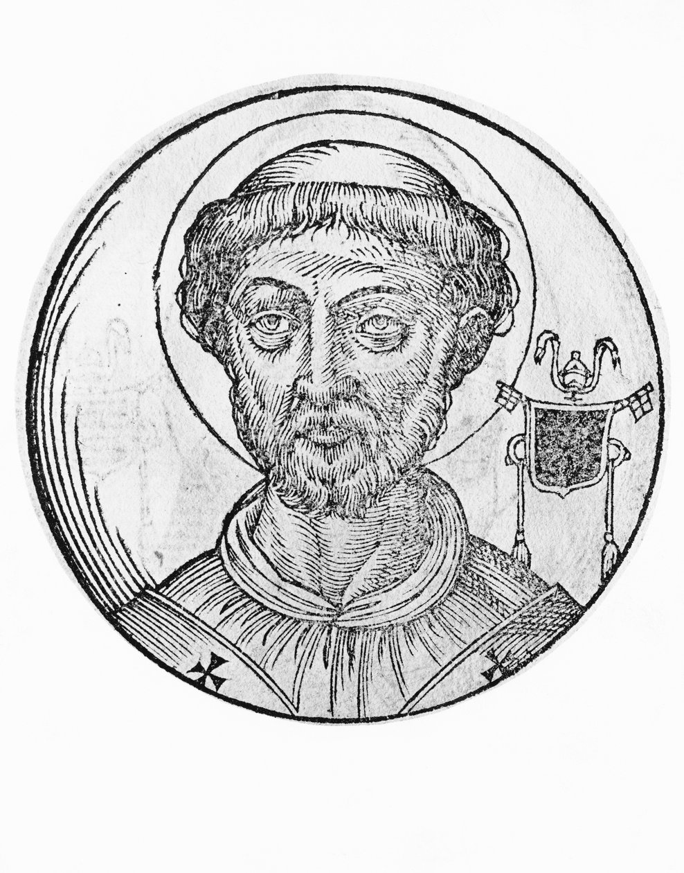 Portrett av den hellige Anastasius I (Anastasio de Massimi, død 401), 39. pave av den katolske kirke fra 399, gravering av William Walcutt