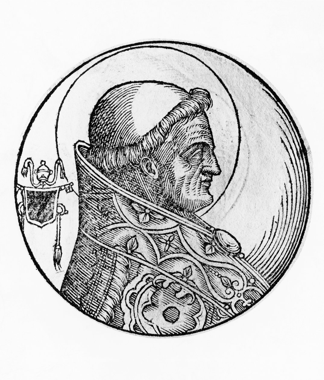Portrett av Saint Celestine I (død 432), 43. pave av den katolske kirke fra 422, gravering av William Walcutt