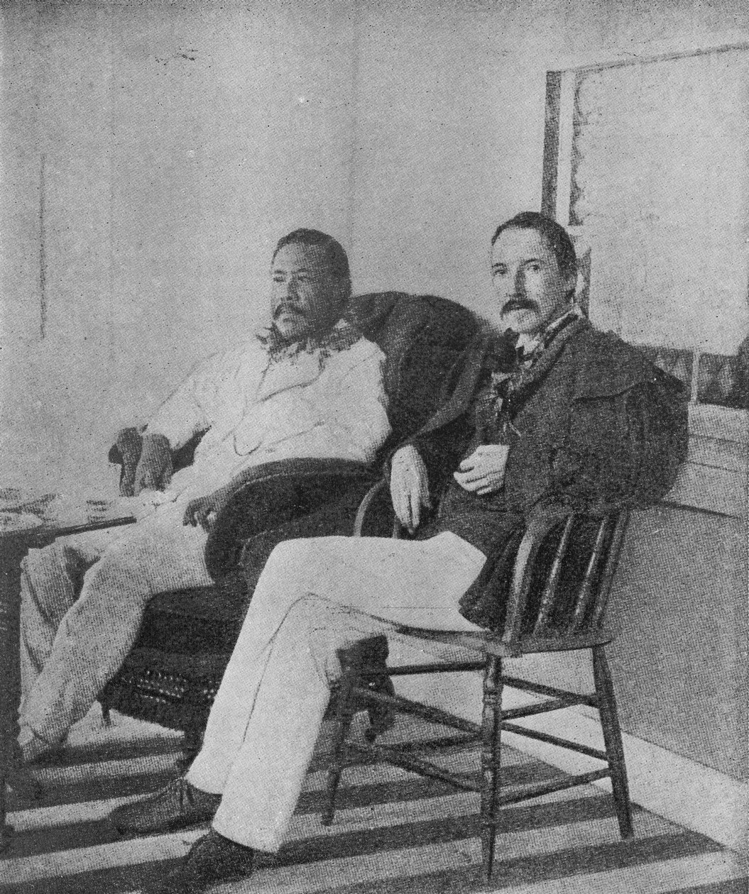 Robert Louis Stevenson med kong Kalakaua av Hawaii på verandaen til Royal Boat House på Honolulu av Hippolyte Lalaise Devéria