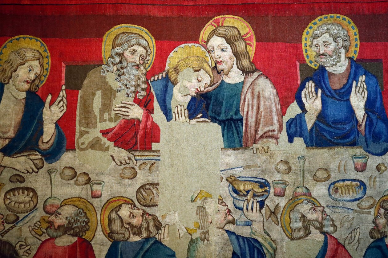 Saint Mark museum. Tapet i ull med episoder fra Kristi lidenskap. Det siste måltid. av . .