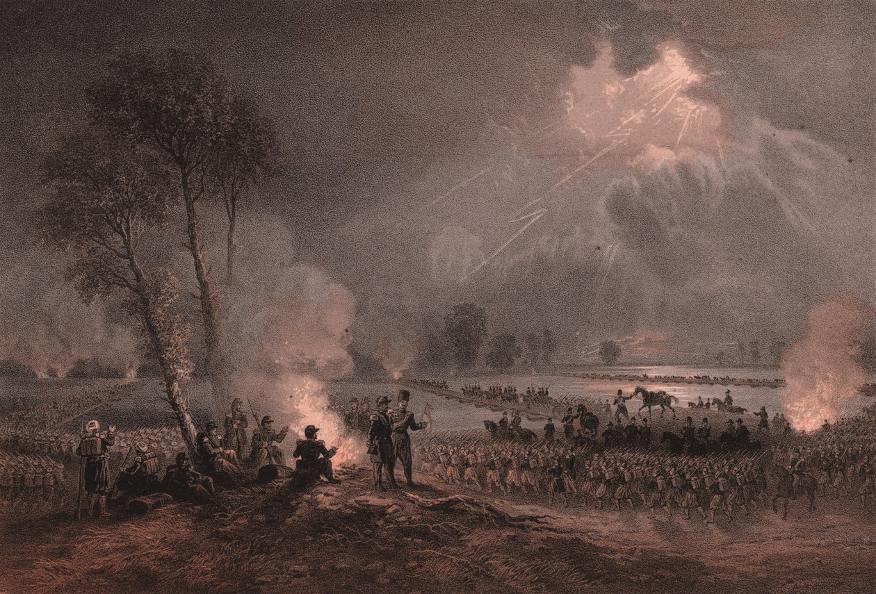 Det andre franske hærkorpset til general Mac-Mahon passerer Ticino ved Turbigo, Lombardia av William Walcutt