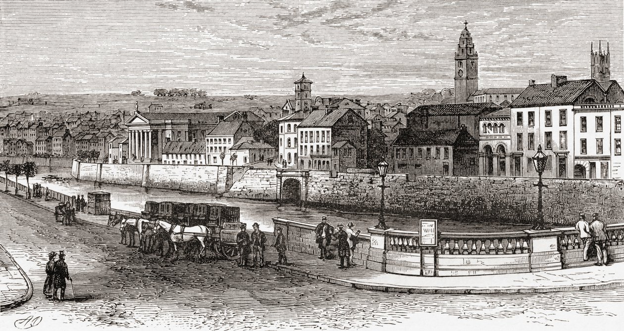 Shandon ved elven Lee, County Cork, Irland på slutten av 1800-tallet, fra Our Own Country publisert 1898 av Ferdinand Georg Waldmuller