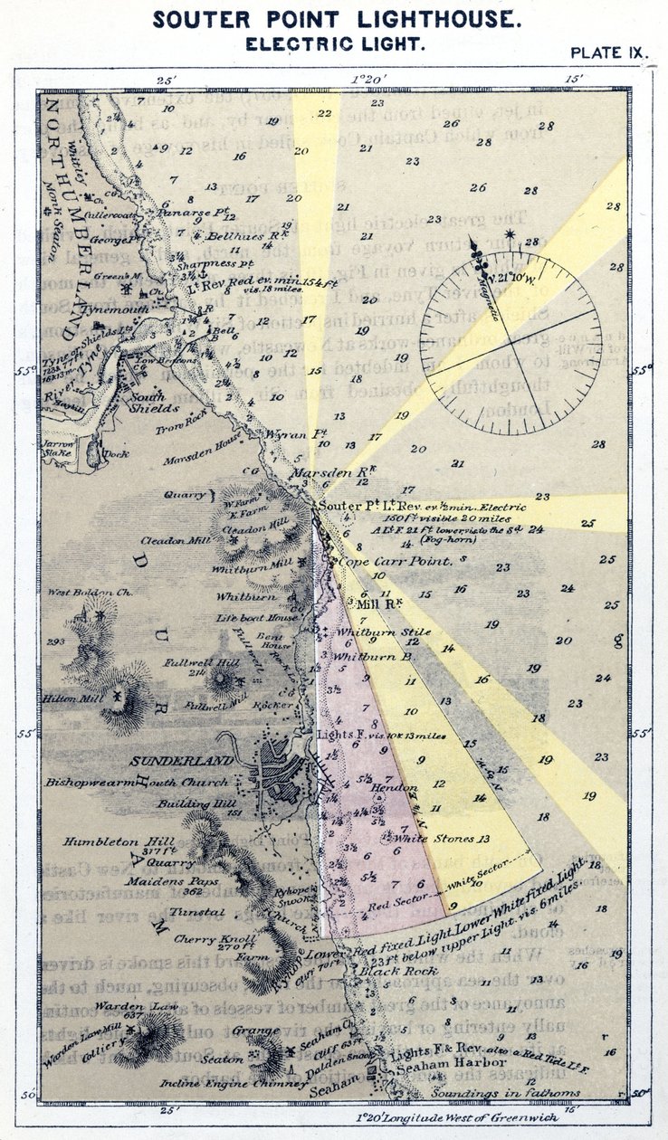 'Souter Point fyrtårn av Frederick (attr. to) Barnard