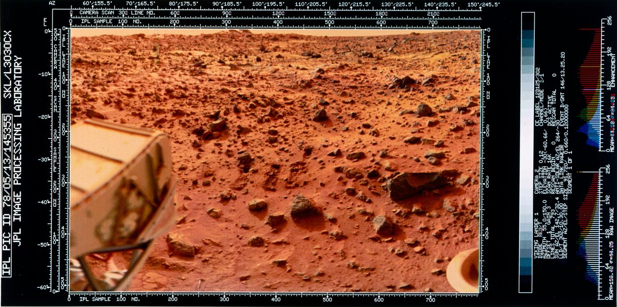 Romfartøy, USA, Viking Nærbilde av marslandskapet fra Viking 1 Lander av Ferdinand Georg Waldmuller
