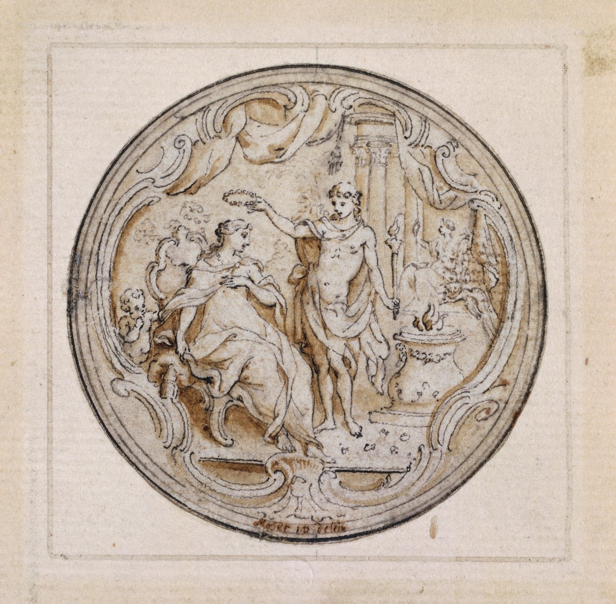 Studie av ornamental design for urkasse, By Moser, England av William Walcutt