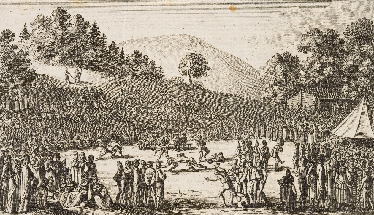 Sveits Unspunnenfest (s/hvitt bilde) av Frederick (attr. to) Barnard
