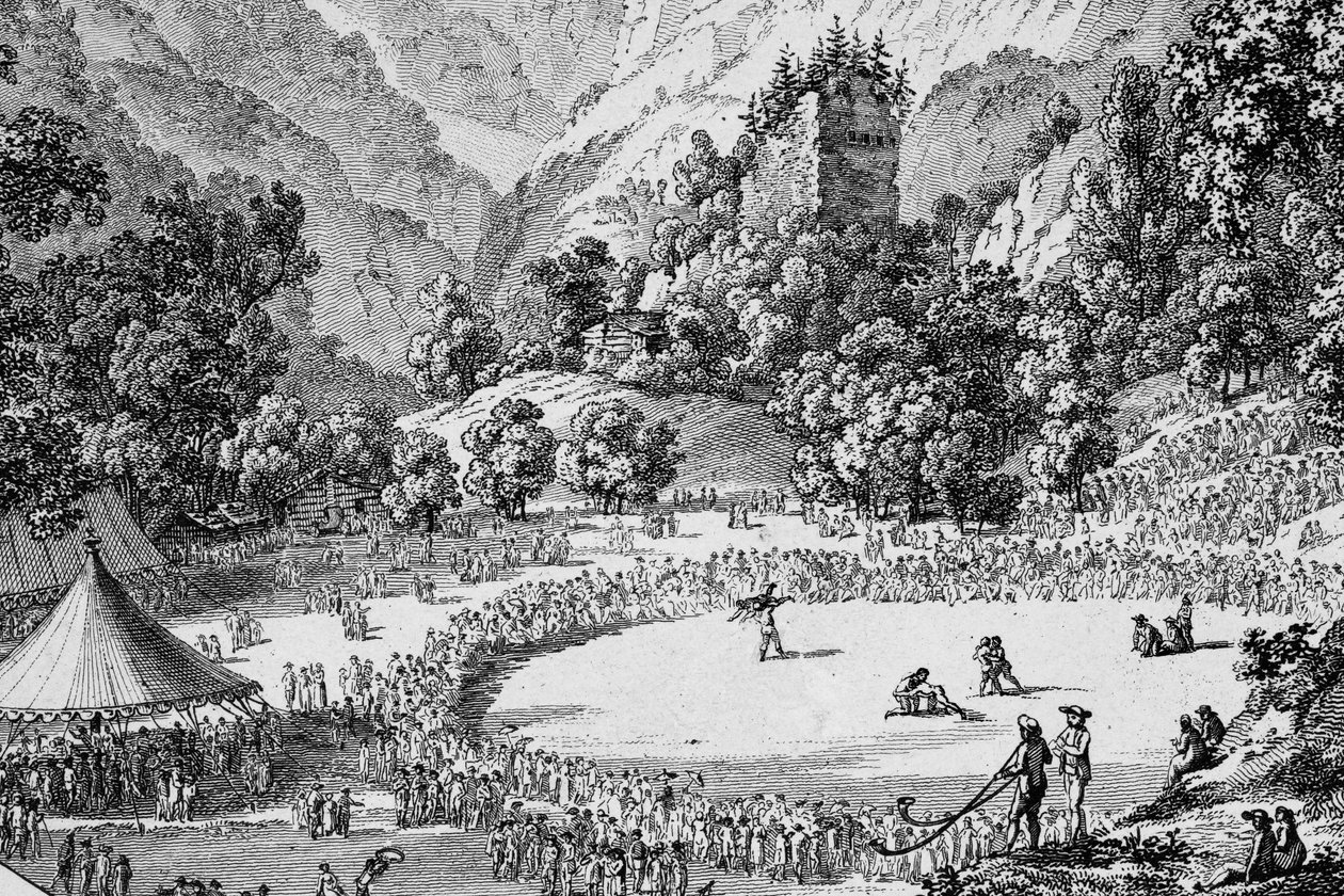 Sveits Unspunnenfest 1805 (s/hvitt-bilde) av Frederick (attr. to) Barnard