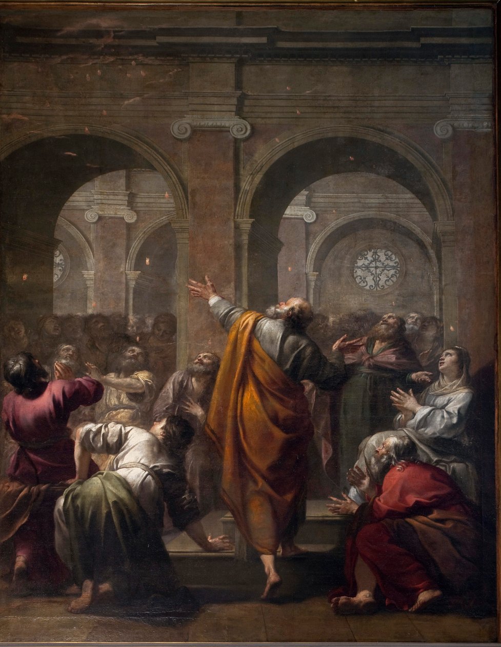 The Descent of the Holy Spirit, mai 1634 av Jacques Blanchard (1600-1638). Cathedrale Notre Dame de Paris - Paris 4 - XIIIth, XIIIth, XIXth, rehabilitering av Viollet-le-Duc - av . .