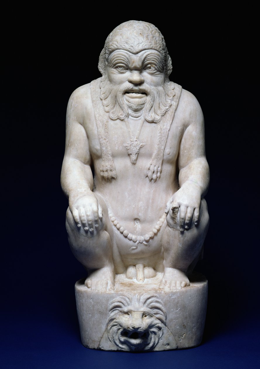 Den egyptiske guden Bes, fra en fontene, romersk, ca. 130 e.Kr. (marmor) av Hippolyte Lalaise Devéria