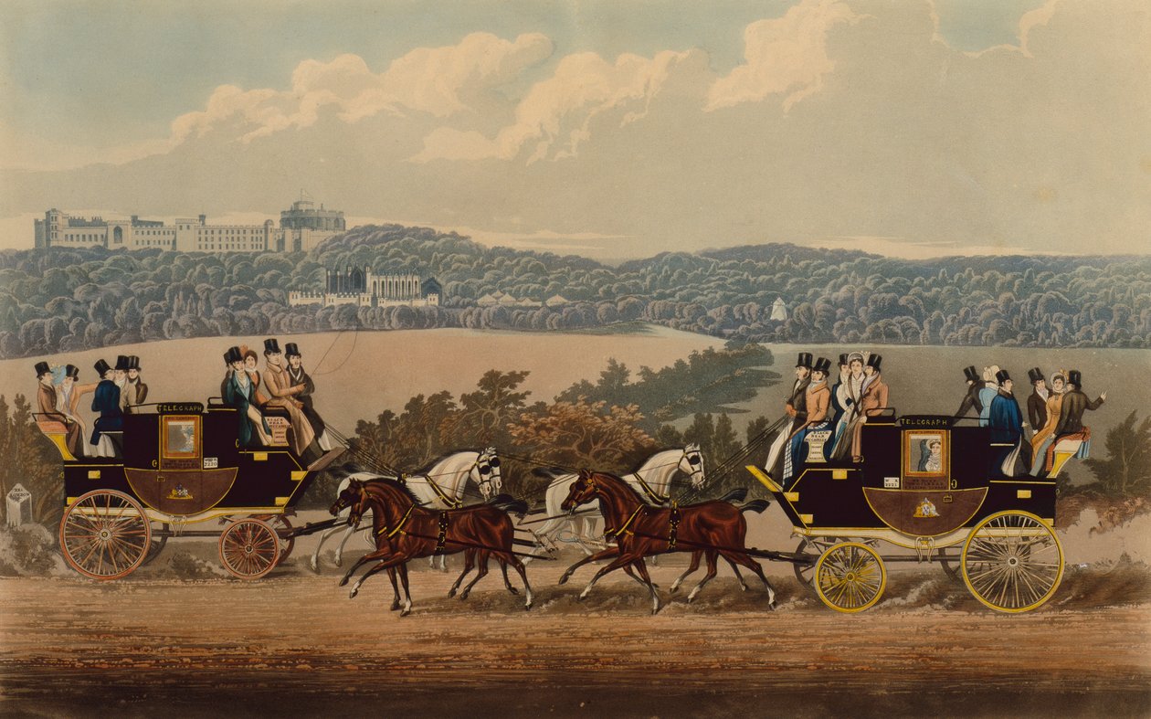 The Reading Telegraph Coaches (farget gravering) av . .