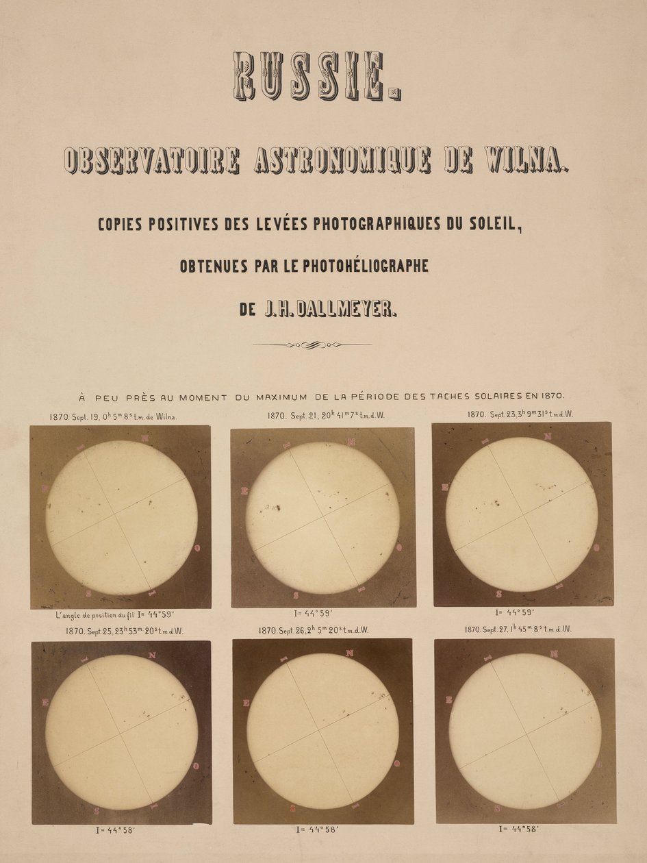 Solen, fotografert med en Dallmeyer-heliograf, Vilnius, Litauen av Frederick (attr. to) Barnard
