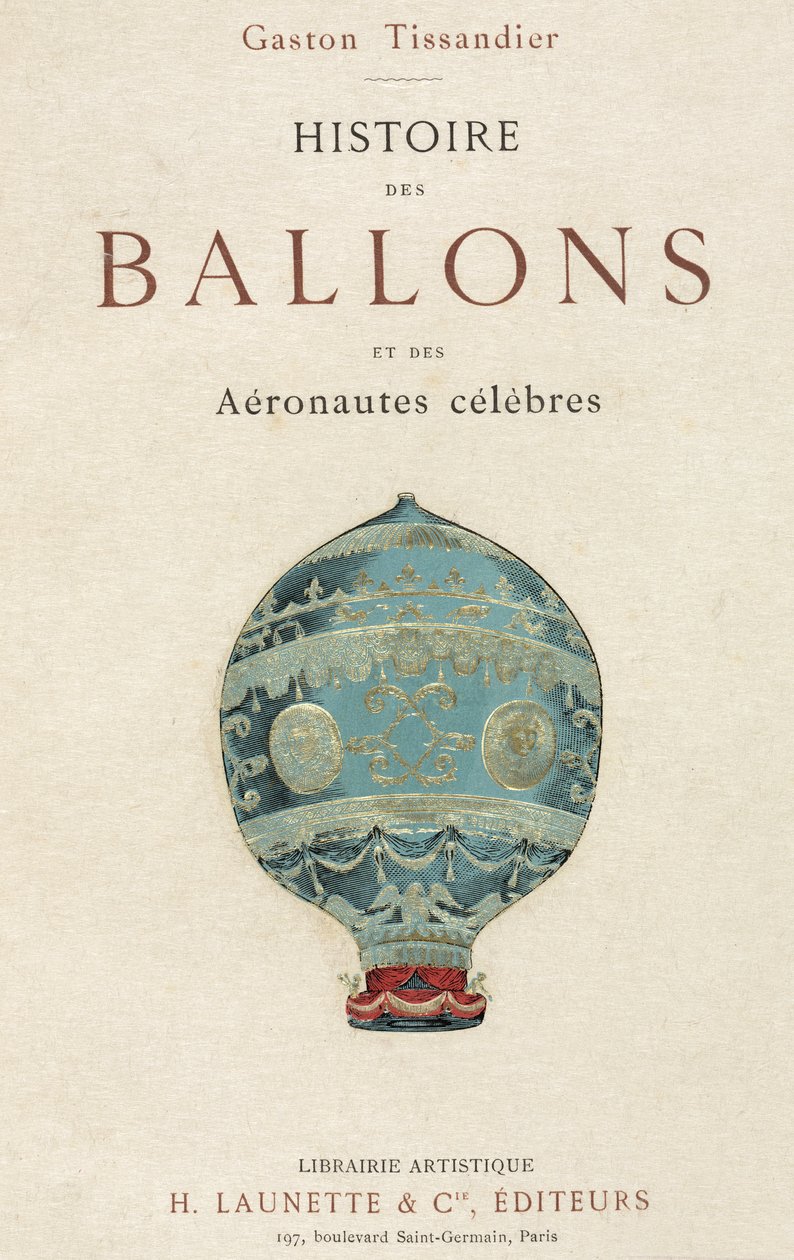 Tittelside til Tissandiers bok om ballongflyging av Frederick (attr. to) Barnard