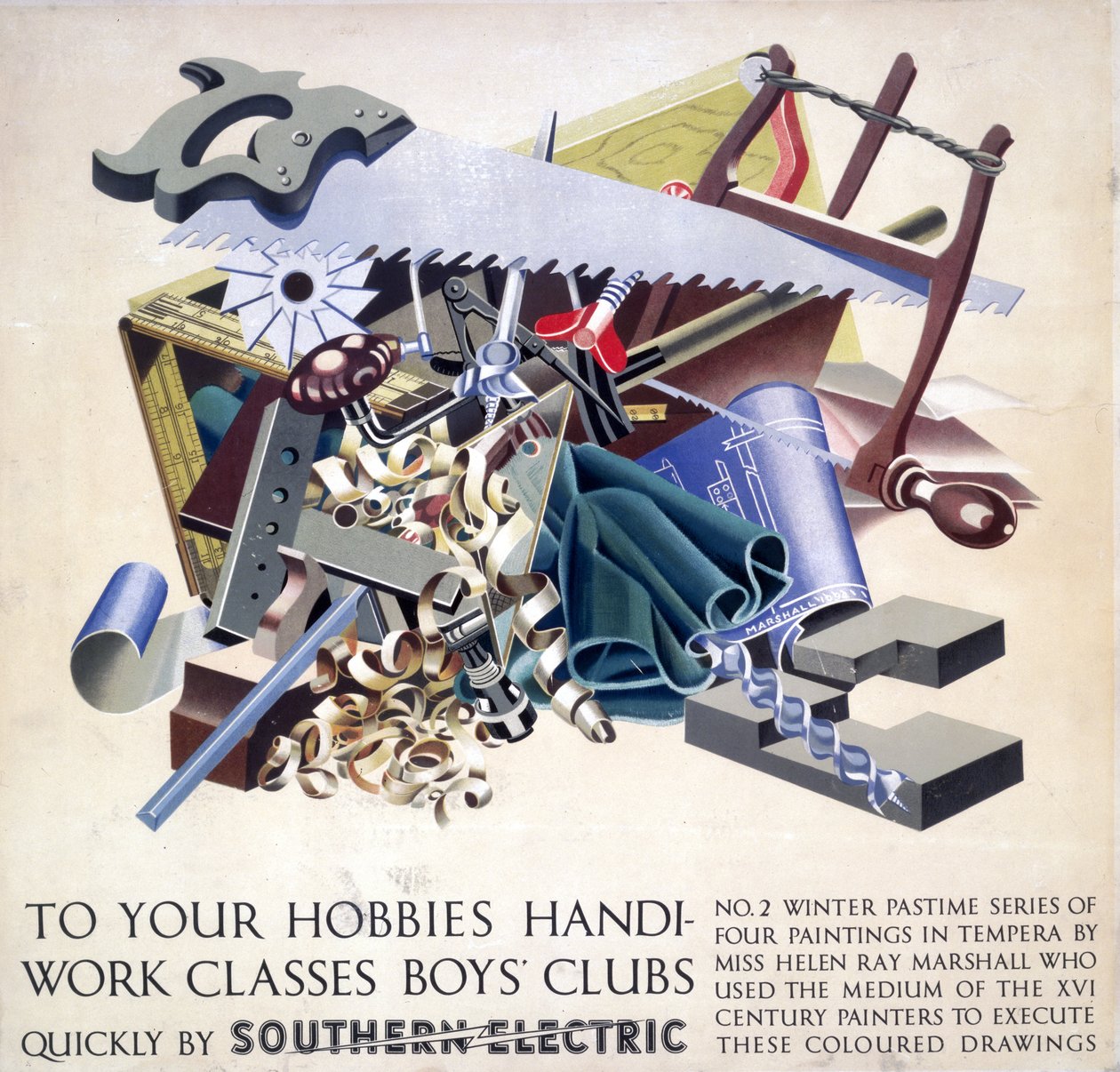 'Til dine hobbyer, håndarbeidstimer, gutteklubber', SR-plakat av Ferdinand Georg Waldmuller
