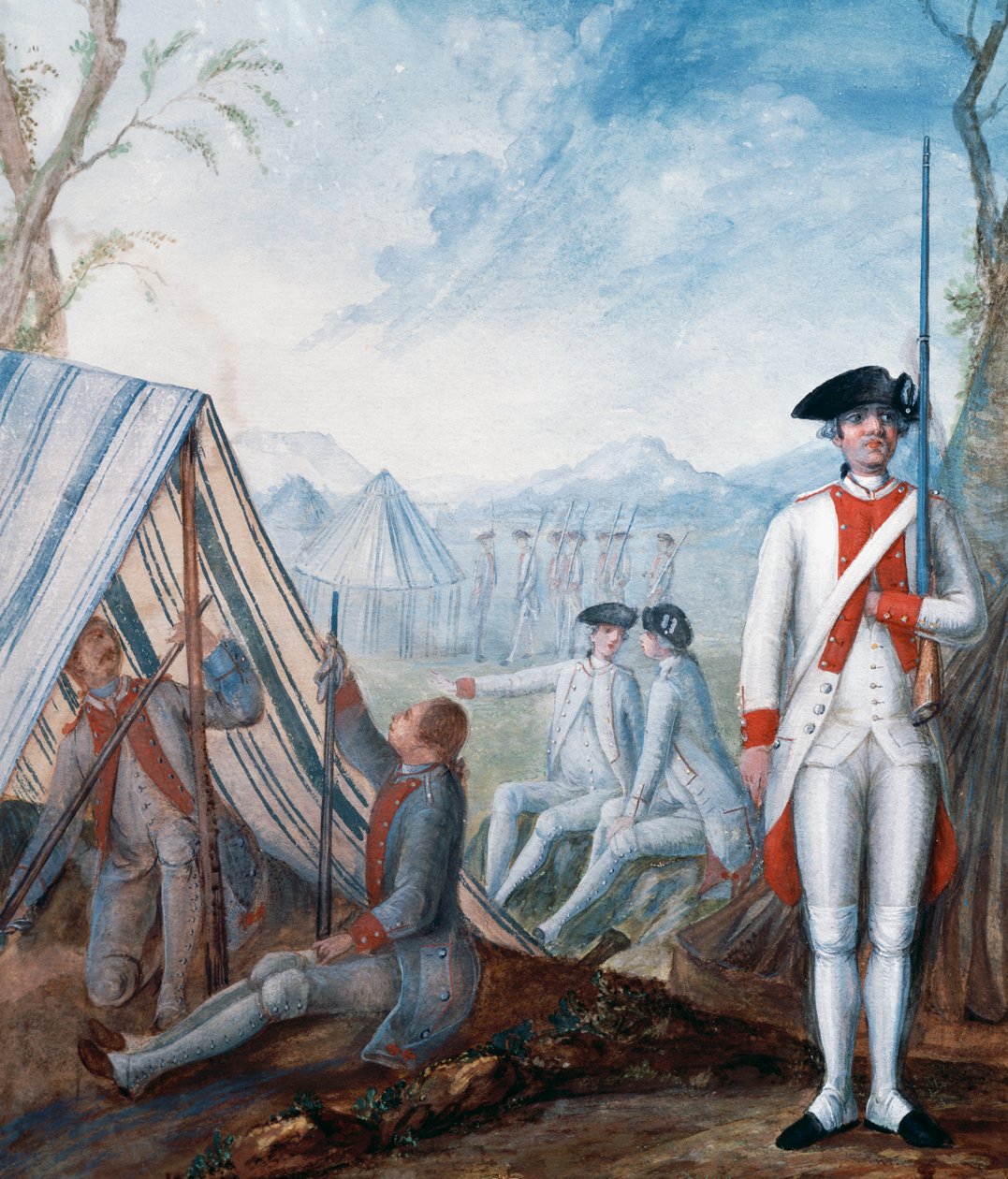 Uniformer av det franske infanteriet under den amerikanske revolusjonskrigen, gouache av Nicolas Hoffmann, USA av William Walcutt
