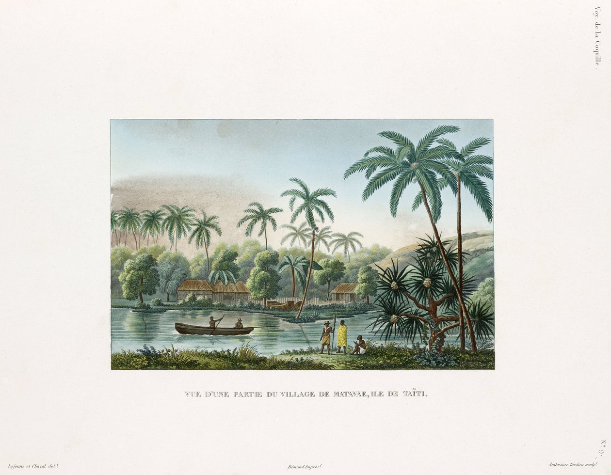Utsikt over en landsby ved Matavai, øya Tahiti av Frederick (attr. to) Barnard