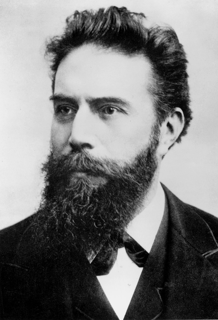Wilhelm Conrad Roentgen , tysk fysiker, ca 1890 av Ferdinand Georg Waldmuller