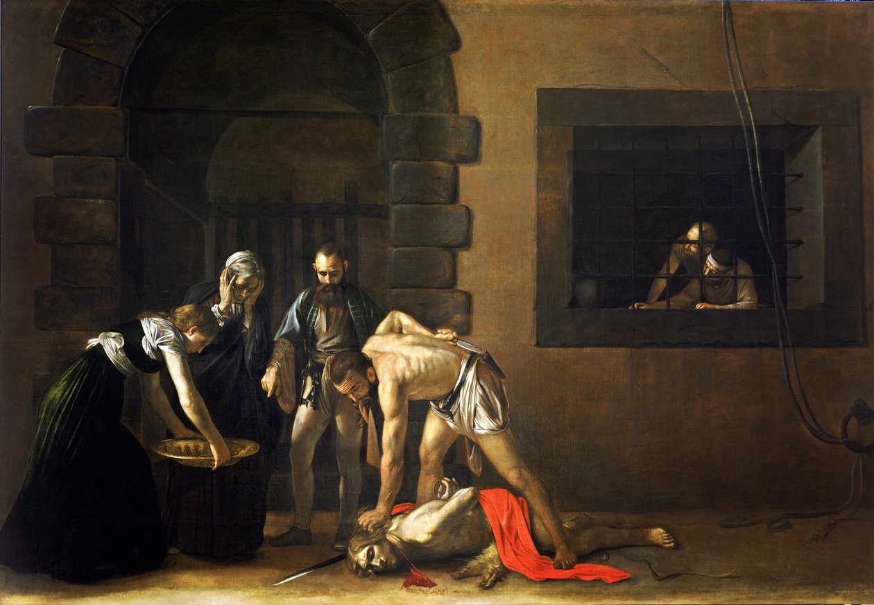 Halshuggingen av døperen Johannes Polski: Ścięcie św. Jana Chrzciciela Engelsk: Halshuggingen av døperen Johannes av Michelangelo Merisi da  Caravaggio
