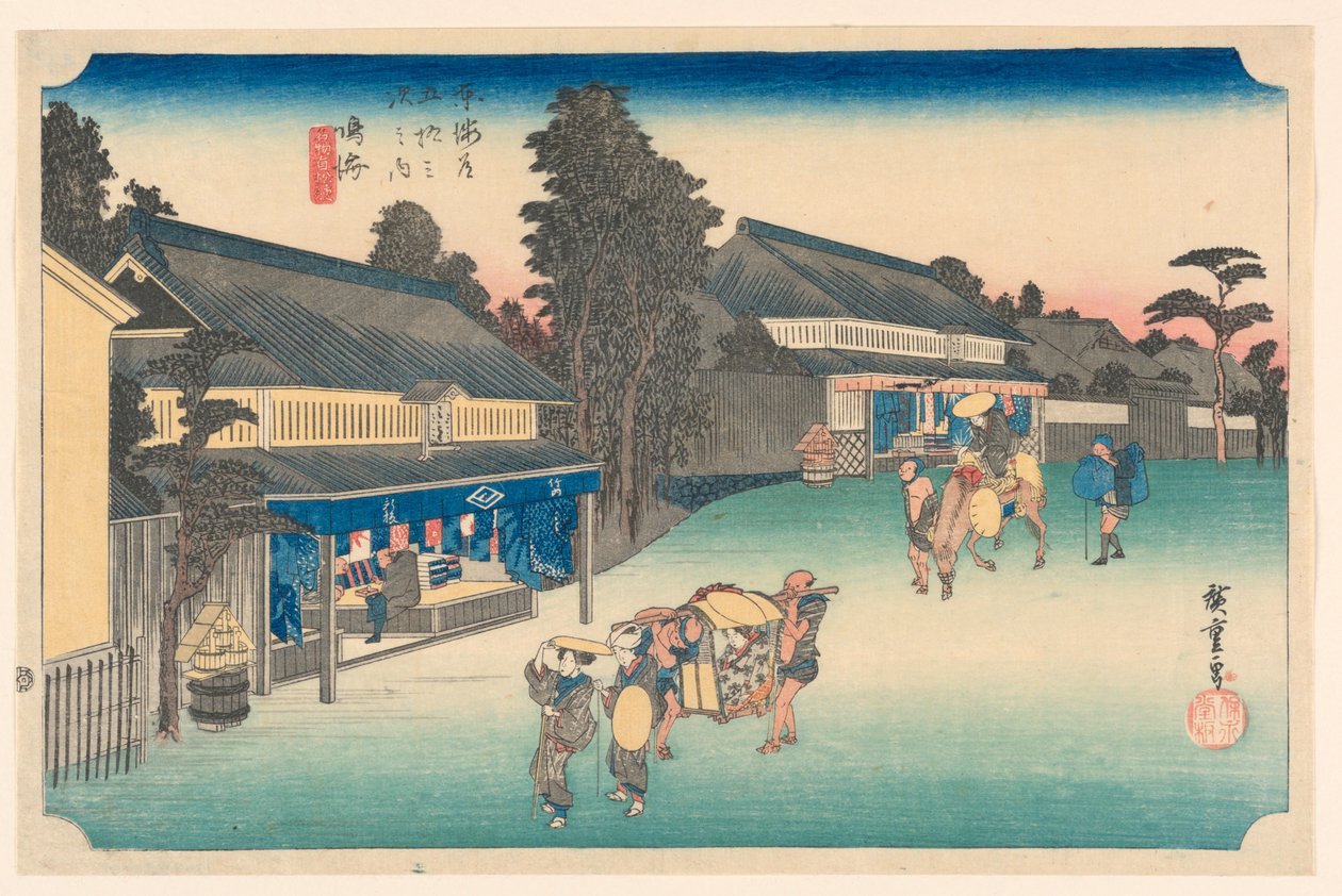 Narumi, et sted som er kjent for sin klut, i de femti-tre stasjonene på Tokaido-veien av Hiroshige