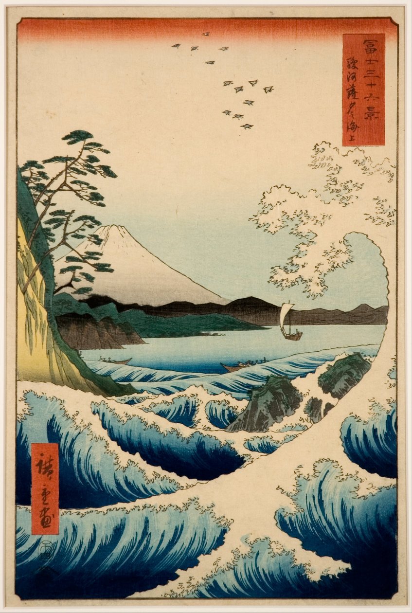 The Sea at Satta, Suruga Province, fra serien Thirty-six Views of Mount Fuji av Hiroshige