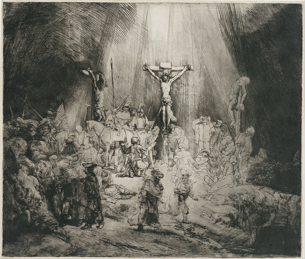 Kristus korsfestet mellom de to tyvene (de tre korsene) av Rembrandt van Rijn
