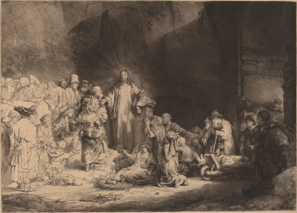 Christ Preaching (The Hundred Guilder Print) av Rembrandt van Rijn