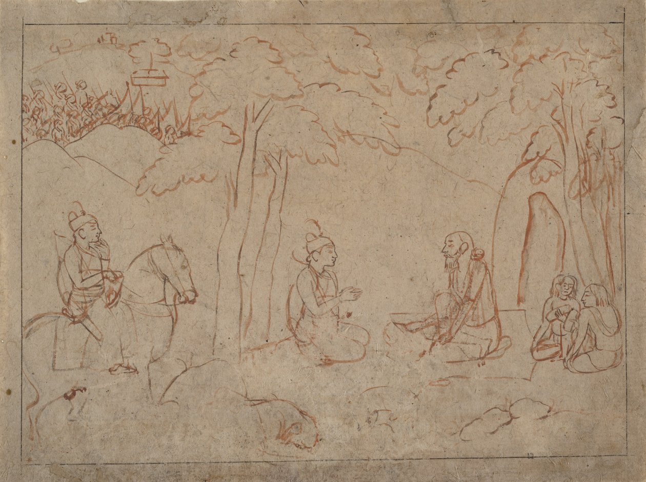 Rama og Lakshmana Besøk Hermitage of a Ascetic, ca. 1775-80. av a first generation master after Nainsukh