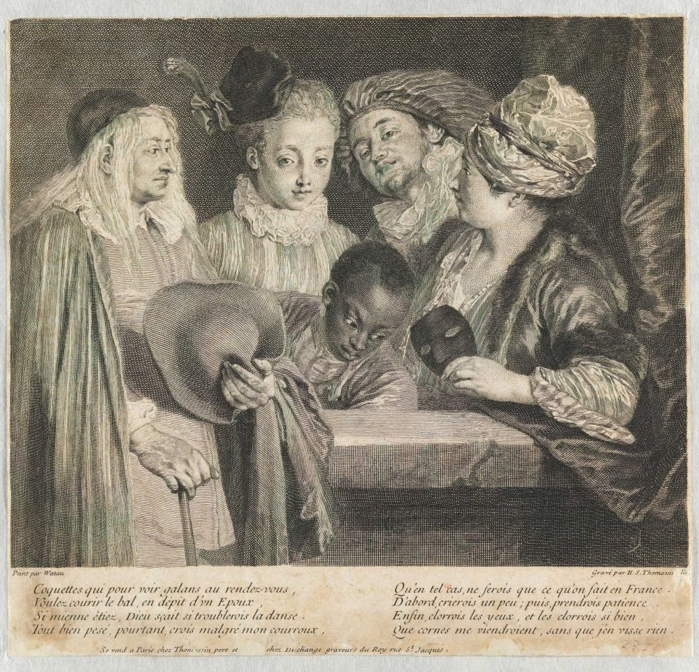 Koketter som skal se galaner på stevnet av Jean Antoine Watteau