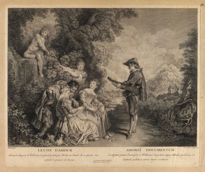 Lecon damour kjærlighetsdokument av Jean Antoine Watteau