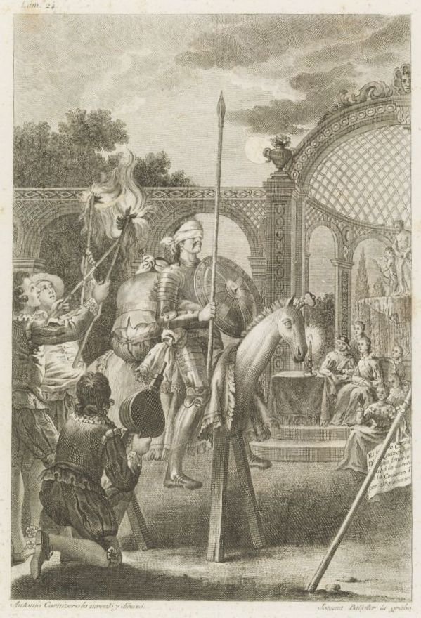 Miguel de Cervantes Saavedra i El Ingenioso Hidalgo Don Quijote de la Mancha av after Antonio Carnicero