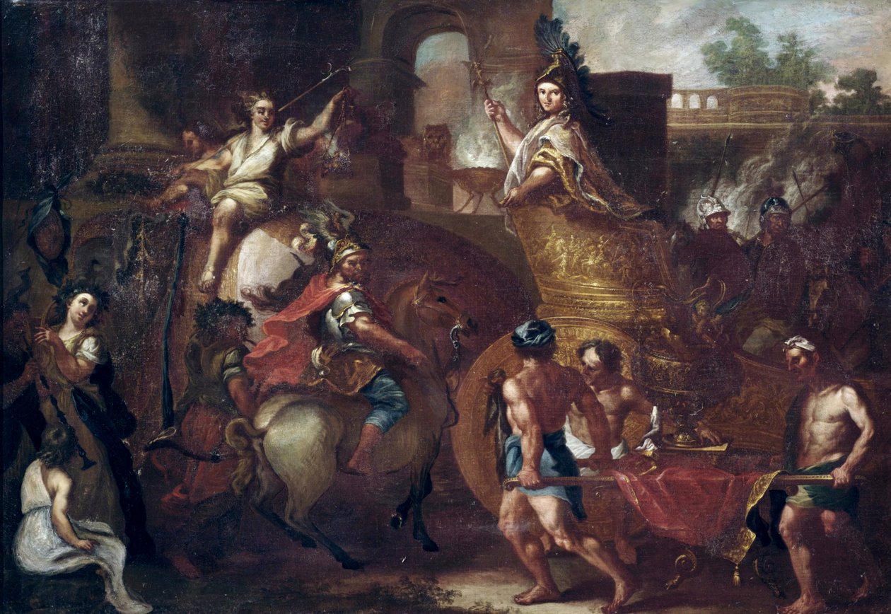 Innreise av Alexander den store i Babylon av after Charles Le Brun