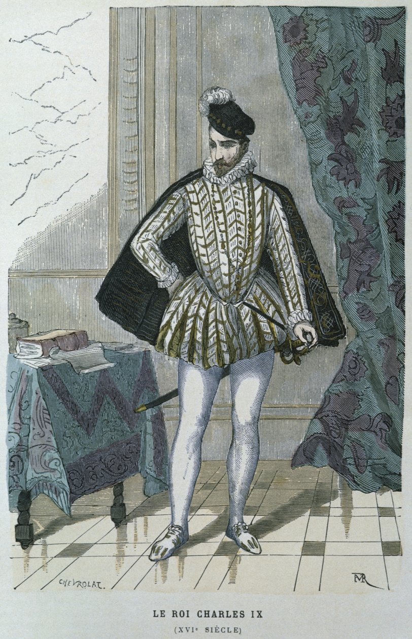 Kong Charles IX av Frankrike (1550-74), ca. 1565, gravert av Chevrolat av after Chevignard