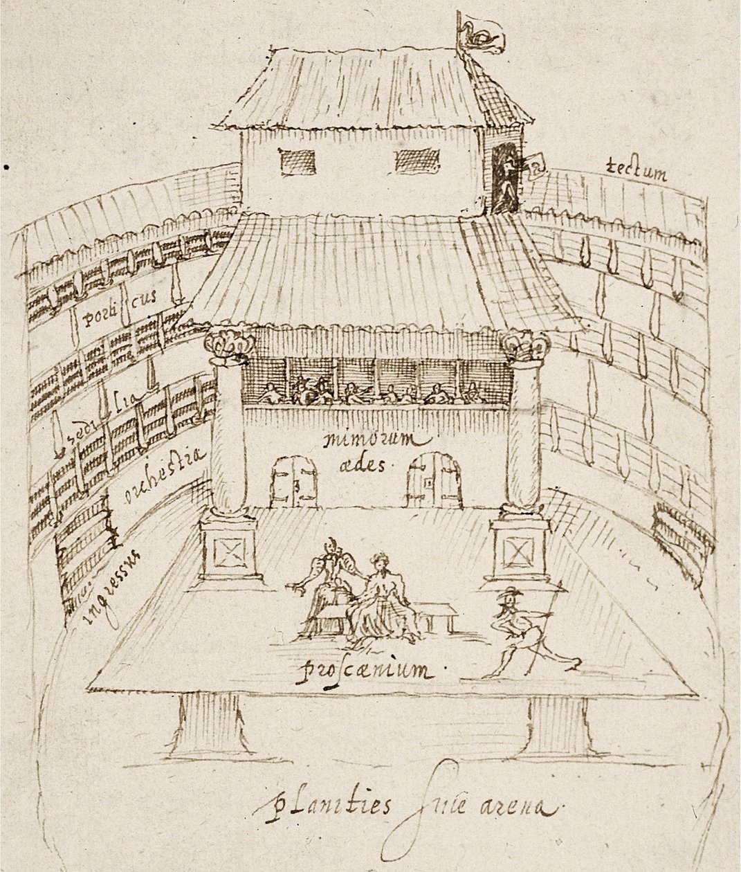 The Swan Playhouse i London av after Johannes de Witt Aernout van Buchel