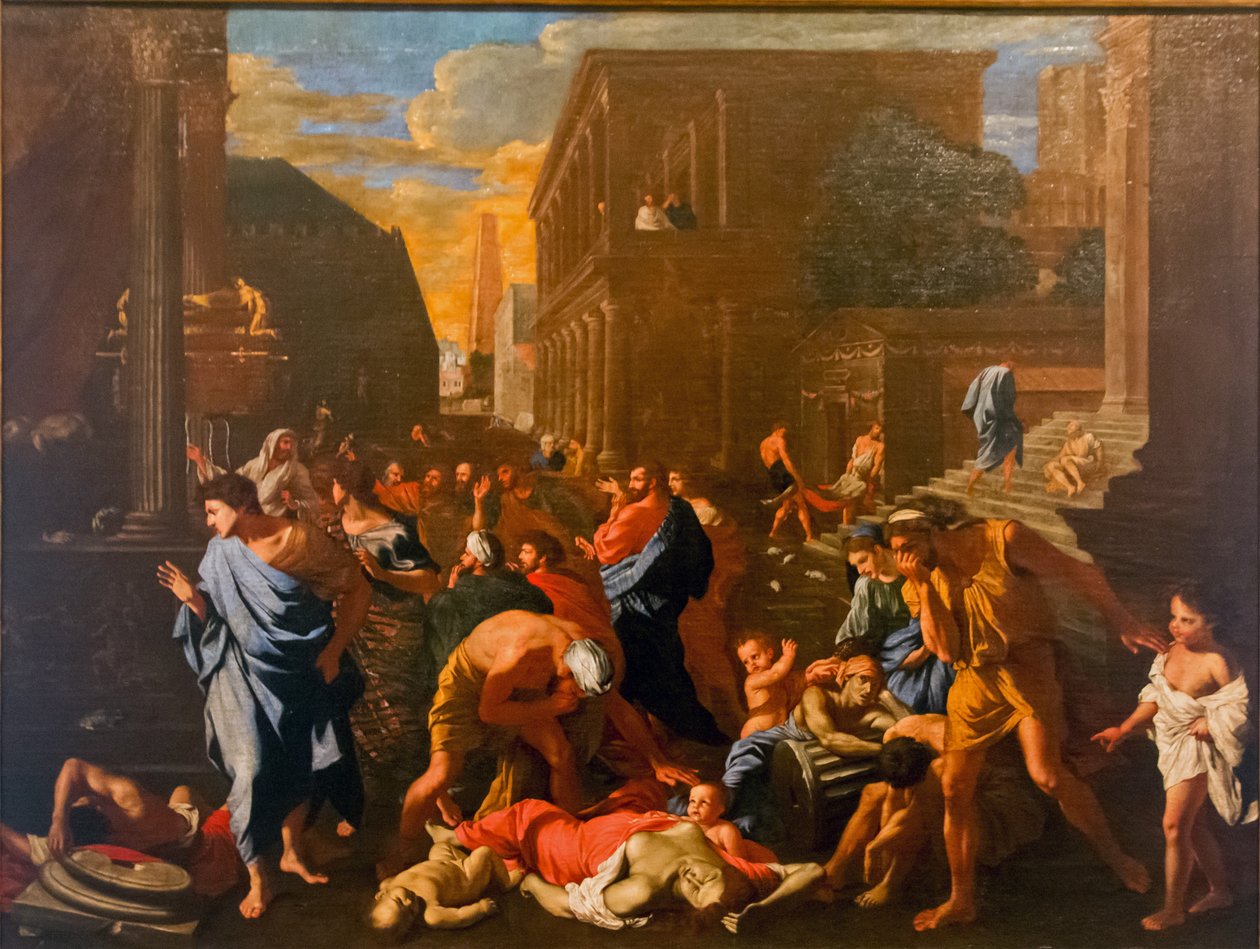 filistrene angrep av pesten i byen Asdod av after Nicolas Poussin