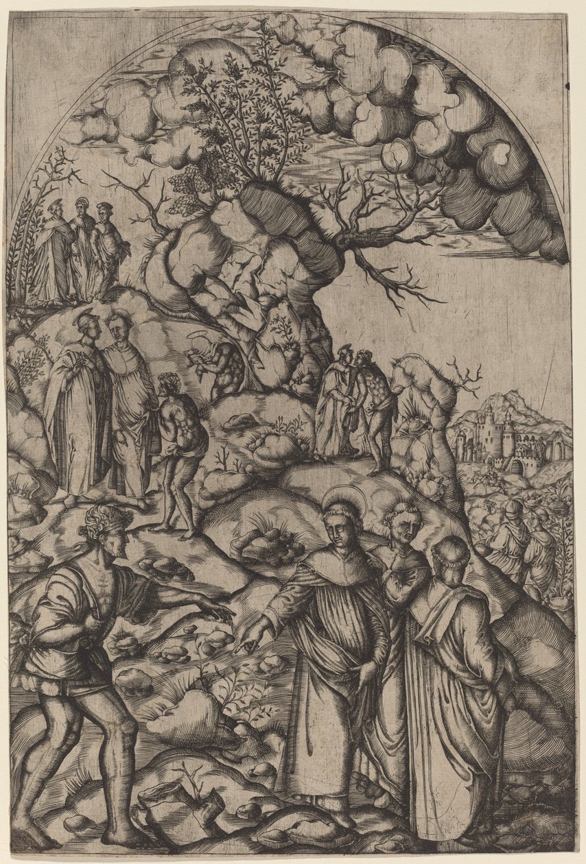 Saint Filippo Benizzi helbreder en tigger av after Andrea del Sarto