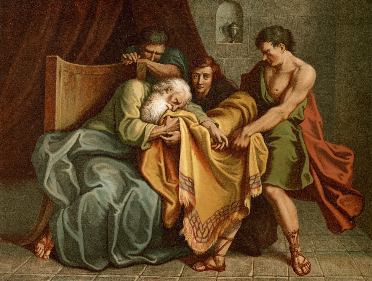 Den blodige frakken til Joseph av after Antoine Coypel