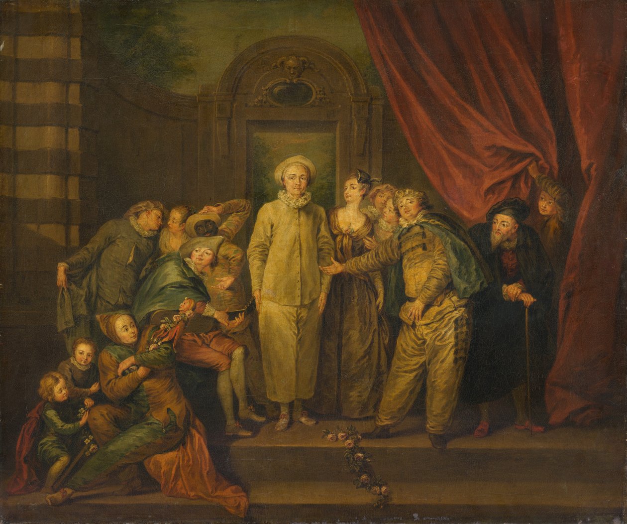 De italienske komikerne (kopi) av after Antoine Watteau