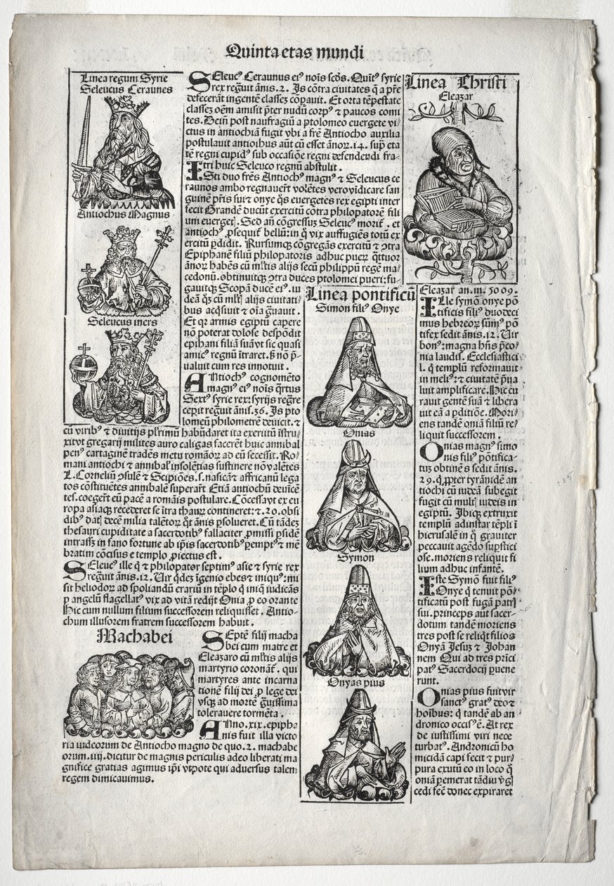 Genealogisk side; publisert i Nürnberg-krøniken av Hartmann Schedel av after Augustin Pajou