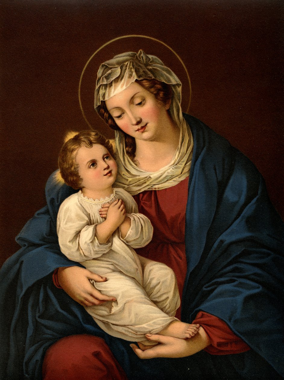 Mor Maria med Jesusbarnet av after Bartolome Esteban Murillo