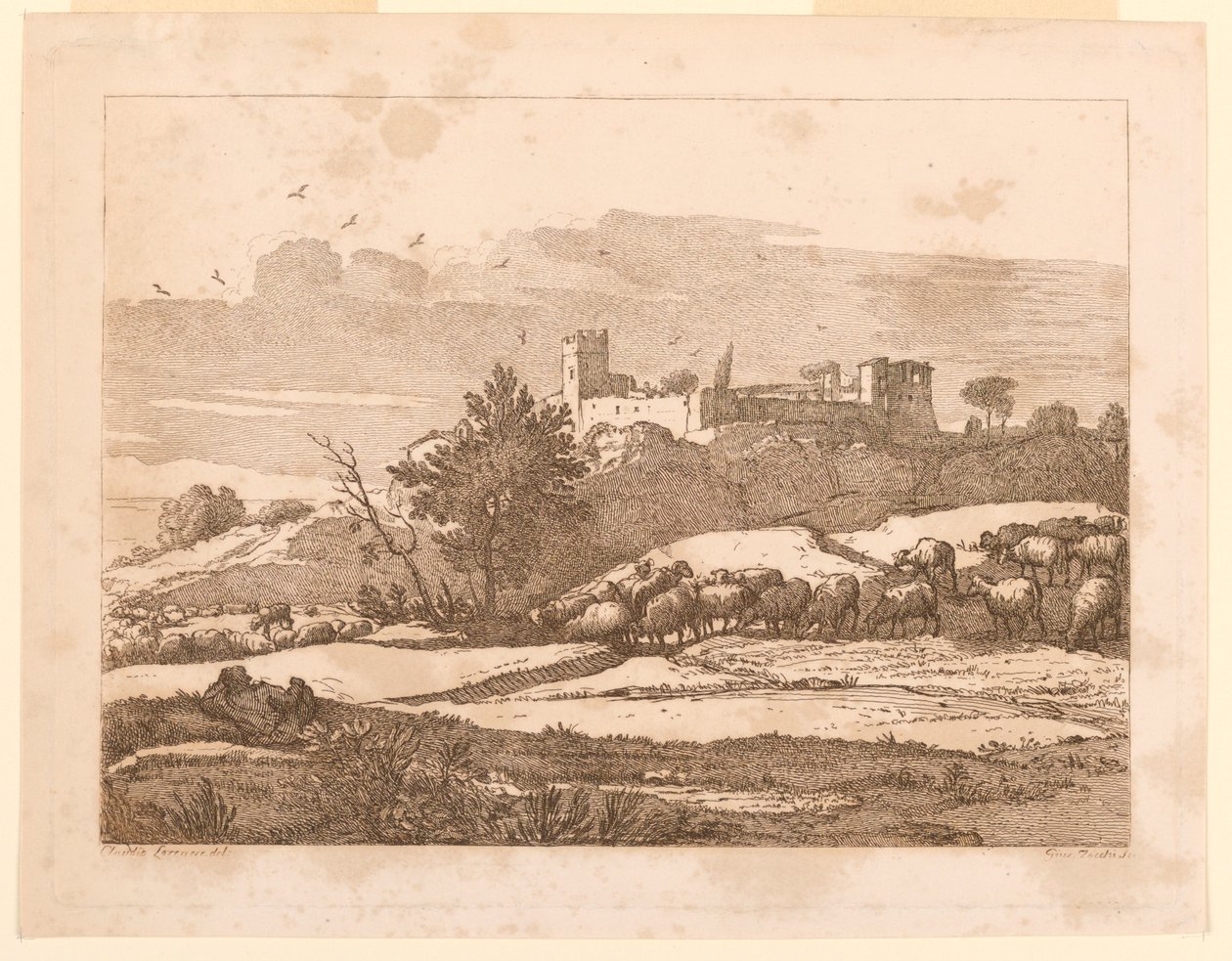 Landskap med et slott av after Claude Lorrain