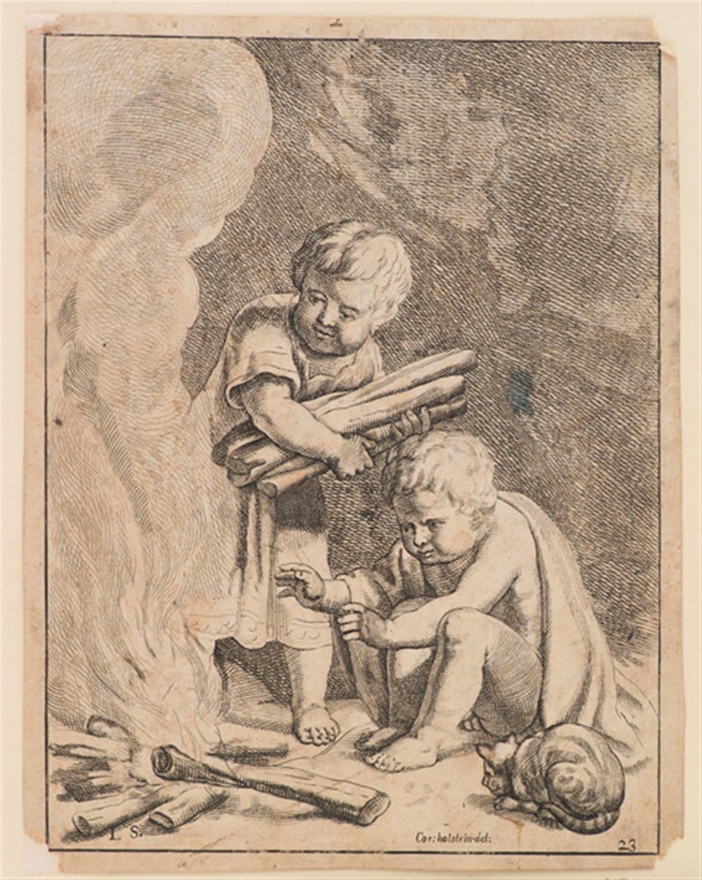 Til barn som lager bål av after Cornelis Holsteyn