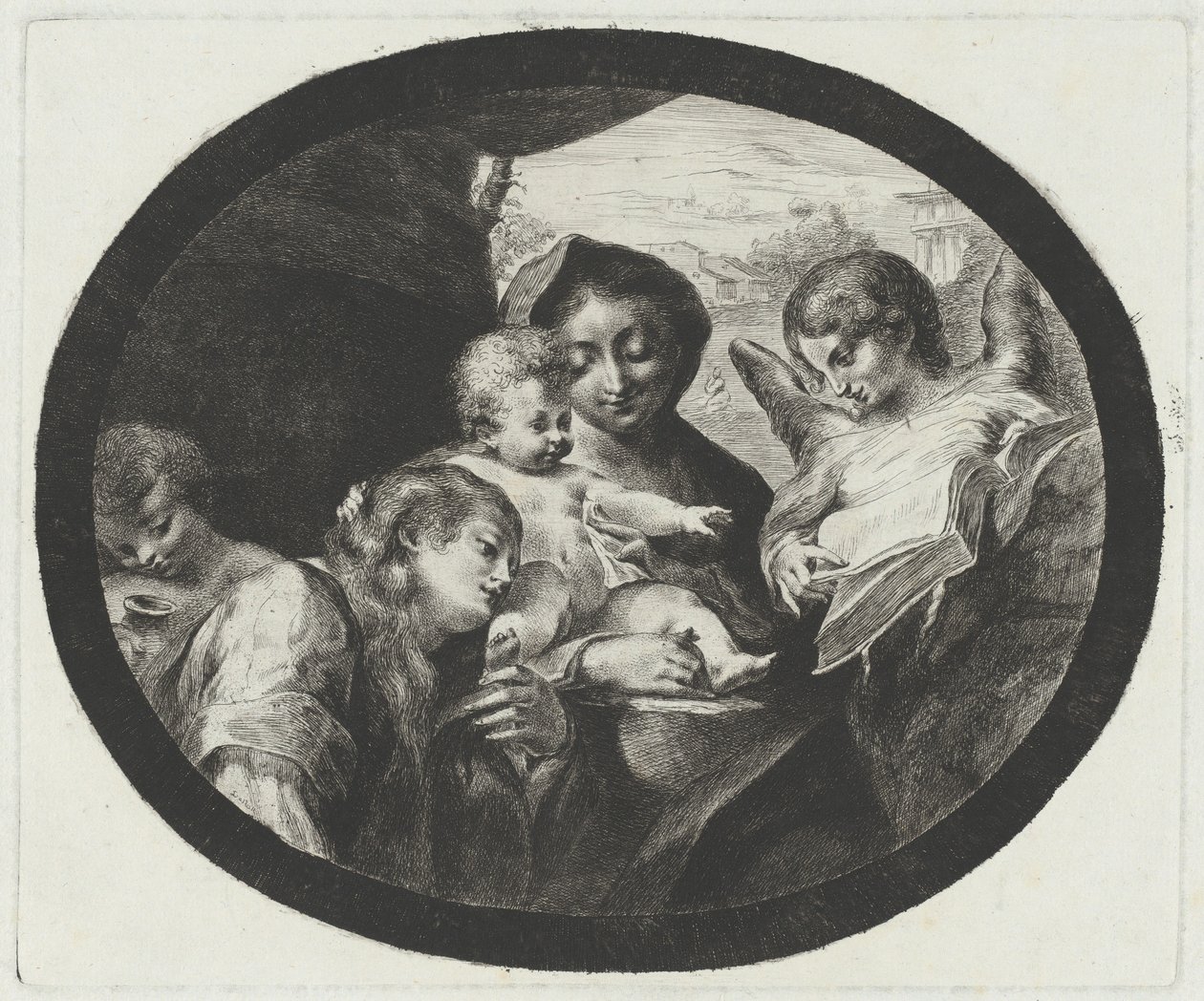 Jomfruen og barnet med engler av after Correggio Vivant Denon